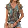 imageXIEERDUO Womens Summer Tops Short Sleeve Shrits 2026 Trendy V Neck Spring Outfits Beach Vacation ClothesPatternedboho Floral