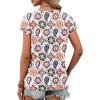 imageXIEERDUO Womens Summer Tops Short Sleeve Shrits 2026 Trendy V Neck Spring Outfits Beach Vacation ClothesPatternedboho Print