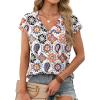 imageXIEERDUO Womens Summer Tops Short Sleeve Shrits 2026 Trendy V Neck Spring Outfits Beach Vacation ClothesPatternedboho Print