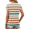 imageXIEERDUO Womens Summer Tops Short Sleeve Shrits 2026 Trendy V Neck Spring Outfits Beach Vacation ClothesPatternedmulticolor Stripe