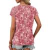 imageXIEERDUO Womens Summer Tops Short Sleeve Shrits 2026 Trendy V Neck Spring Outfits Beach Vacation ClothesPatternedpink Print