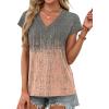 imageXIEERDUO Womens Summer Tops Short Sleeve Shrits 2026 Trendy V Neck Spring Outfits Beach Vacation ClothesPatternedtie Dye Coral