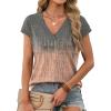 imageXIEERDUO Womens Summer Tops Short Sleeve Shrits 2026 Trendy V Neck Spring Outfits Beach Vacation ClothesPatternedtie Dye Coral