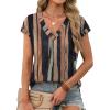 imageXIEERDUO Womens Summer Tops Short Sleeve Shrits 2026 Trendy V Neck Spring Outfits Beach Vacation ClothesPatternedtie Dye Striped