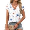 imageXIEERDUO Womens Summer Tops Short Sleeve Shrits 2026 Trendy V Neck Spring Outfits Beach Vacation ClothesPatternedwhite Floral