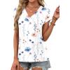 imageXIEERDUO Womens Summer Tops Short Sleeve Shrits 2026 Trendy V Neck Spring Outfits Beach Vacation ClothesPatternedwhite Floral