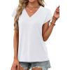 imageXIEERDUO Womens Summer Tops Short Sleeve Shrits 2026 Trendy V Neck Spring Outfits Beach Vacation ClothesWhite