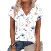 imageXIEERDUO Womens Summer Tops Short Sleeve Shrits 2026 Trendy V Neck Spring Outfits Beach Vacation ClothesPatternedwhite Floral