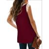 imageXIEERDUO Womens V Neck Lace Tank Tops Summer Casual Sleeveless Shirts Tops Side Split06burgundy