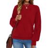 imageXIEERDUO Womens Sweaters Pullover Knit Sweater Turtleneck Long Sleeve Shirts Fall Fashion 2025Bright Red