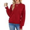 imageXIEERDUO Womens Sweaters Pullover Knit Sweater Turtleneck Long Sleeve Shirts Fall Fashion 2025Bright Red