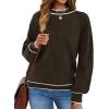 imageXIEERDUO Womens Sweaters Pullover Knit Sweater Turtleneck Long Sleeve Shirts Fall Fashion 2025Chocolate