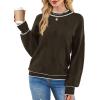 imageXIEERDUO Womens Sweaters Pullover Knit Sweater Turtleneck Long Sleeve Shirts Fall Fashion 2025Chocolate