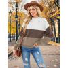 imageXIEERDUO Womens Sweaters Pullover Knit Sweater Turtleneck Long Sleeve Shirts Fall Fashion 2025White Brown Khaki