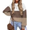 imageXIEERDUO Womens Sweaters Pullover Knit Sweater Turtleneck Long Sleeve Shirts Fall Fashion 2025White Brown Khaki