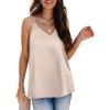 imageXIEERDUO V Neck Tank Tops for Women Silk Satin Summer Sleeveless Camisole S2XL03 Champagne