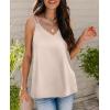 imageXIEERDUO V Neck Tank Tops for Women Silk Satin Summer Sleeveless Camisole S2XL03 Champagne
