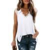 imageXIEERDUO Womens V Neck Lace Tank Tops Summer Casual Sleeveless Shirts Tops Side SplitAbwhite
