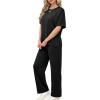 imageXIEERDUO Womens Side Slit Lounge Sets 2 Piece Travel Outfits Airport Tracksuit Oversized Wide Leg Loungewear S3XLA Black