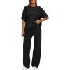 imageXIEERDUO Womens Side Slit Lounge Sets 2 Piece Travel Outfits Airport Tracksuit Oversized Wide Leg Loungewear S3XLA Black
