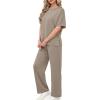 imageXIEERDUO Womens Side Slit Lounge Sets 2 Piece Travel Outfits Airport Tracksuit Oversized Wide Leg Loungewear S3XLA Khaki