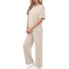 imageXIEERDUO Womens Side Slit Lounge Sets 2 Piece Travel Outfits Airport Tracksuit Oversized Wide Leg Loungewear S3XLApricot