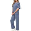 imageXIEERDUO Womens Side Slit Lounge Sets 2 Piece Travel Outfits Airport Tracksuit Oversized Wide Leg Loungewear S3XLBlue