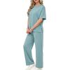 imageXIEERDUO Womens Side Slit Lounge Sets 2 Piece Travel Outfits Airport Tracksuit Oversized Wide Leg Loungewear S3XLLake Blue
