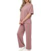 imageXIEERDUO Womens Side Slit Lounge Sets 2 Piece Travel Outfits Airport Tracksuit Oversized Wide Leg Loungewear S3XLPink