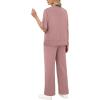 imageXIEERDUO Womens Side Slit Lounge Sets 2 Piece Travel Outfits Airport Tracksuit Oversized Wide Leg Loungewear S3XLPink