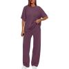 imageXIEERDUO Womens Side Slit Lounge Sets 2 Piece Travel Outfits Airport Tracksuit Oversized Wide Leg Loungewear S3XLPurple