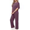 imageXIEERDUO Womens Side Slit Lounge Sets 2 Piece Travel Outfits Airport Tracksuit Oversized Wide Leg Loungewear S3XLPurple