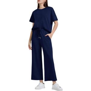 imageXIEERDUO Oversized Lounge Wear Sets Tracksuit Women 2 Piece Outfits For Women Summer Athleisure Sets Women Navy XL