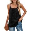 imageXIEERDUO Tank Top for Women Adjustable Spaghetti Strap Camisole Sleeveless Pom Pom Chiffon Blouses02black