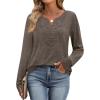 imageXIEERDUO Boho Tops for Women Blouses Dressy Casual V Neck Long Sleeve Shirts Fall Outfits Trendy Vacation ClothesBrown