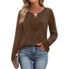 imageXIEERDUO Boho Tops for Women Blouses Dressy Casual V Neck Long Sleeve Shirts Fall Outfits Trendy Vacation ClothesCoffee