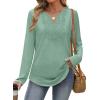 imageXIEERDUO Boho Tops for Women Blouses Dressy Casual V Neck Long Sleeve Shirts Fall Outfits Trendy Vacation ClothesGrey Green