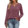 imageXIEERDUO Boho Tops for Women Blouses Dressy Casual V Neck Long Sleeve Shirts Fall Outfits Trendy Vacation ClothesWine Red