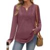 imageXIEERDUO Boho Tops for Women Blouses Dressy Casual V Neck Long Sleeve Shirts Fall Outfits Trendy Vacation ClothesWine Red