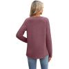 imageXIEERDUO Boho Tops for Women Blouses Dressy Casual V Neck Long Sleeve Shirts Fall Outfits Trendy Vacation ClothesWine Red