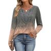 imageXIEERDUO Boho Tops for Women Blouses Dressy Casual V Neck Long Sleeve Shirts Fall Outfits Trendy Vacation ClothesZ Grey Coral