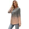 imageXIEERDUO Boho Tops for Women Blouses Dressy Casual V Neck Long Sleeve Shirts Fall Outfits Trendy Vacation ClothesZ Grey Coral
