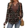imageXIEERDUO Boho Tops for Women Blouses Dressy Casual V Neck Long Sleeve Shirts Fall Outfits Trendy Vacation ClothesZ Grey Printed