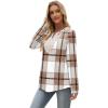 imageXIEERDUO Boho Tops for Women Blouses Dressy Casual V Neck Long Sleeve Shirts Fall Outfits Trendy Vacation ClothesZ Plaid Brown