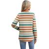 imageXIEERDUO Boho Tops for Women Blouses Dressy Casual V Neck Long Sleeve Shirts Fall Outfits Trendy Vacation ClothesZ Striped Orange