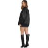 imageXIEERDUO Faux Leather Jacket Women Oversized Motorcycle Bomber Coats Zip Up Sleeve Pocket 2025 Fall Winter ClothesBlack