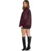imageXIEERDUO Faux Leather Jacket Women Oversized Motorcycle Bomber Coats Zip Up Sleeve Pocket 2025 Fall Winter ClothesBurgundy