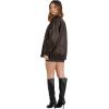 imageXIEERDUO Faux Leather Jacket Women Oversized Motorcycle Bomber Coats Zip Up Sleeve Pocket 2025 Fall Winter ClothesCoffee