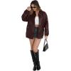 imageXIEERDUO Faux Leather Jacket Women Oversized Motorcycle Bomber Coats Zip Up Sleeve Pocket 2025 Fall Winter ClothesDark Coffee