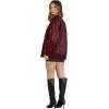imageXIEERDUO Faux Leather Jacket Women Oversized Motorcycle Bomber Coats Zip Up Sleeve Pocket 2025 Fall Winter ClothesRed